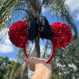 MARHAE Red Sequin Minnie Mouse Ears